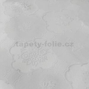 Ubrus PVC 3410010 transparentní se vzorem s bílými květy metráž, 30 m x 140 cm, IMPOL TRADE