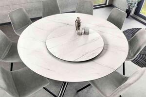 Invicta interior Kulatý jídelní stůl Spin 150cm keramika, dekor bílý mramor