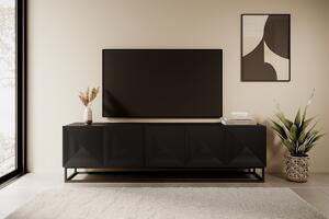TV stolek Asha 200 cm na kovovém podstavci - černý mat