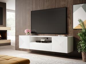 Závěsný TV stolek Asha 167 cm s výklenkem - bílý mat