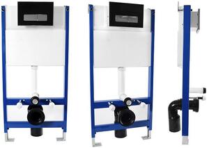 Rea, podomítkový systém pro závěsné WC a černé tlačítko typ F, KPL-90007
