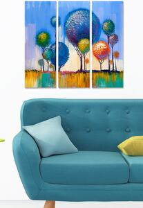ASIR Obraz na MDF 3ks BAREVNÉ STROMY 20 x 50 cm