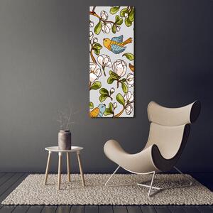 Vertikální Foto obraz na plátně Ptáci a květiny ocv-101225374