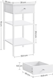 VASAGLE Odkládací stolek - bílá - 35x70x35 cm