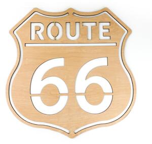 Dřevěná dekorace Route 66 (59 x 59 cm) - Kvalitní samolepky.cz