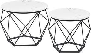 VASAGLE Příruční stolek - bílá/černá - set 2 ks