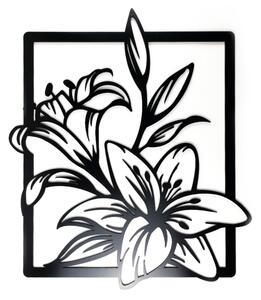 Dřevěná dekorace Květy Lilie černá 5mm (67 x 57,5 cm) - Kvalitní samolepky.cz