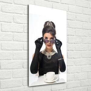 Vertikální Fotoobraz na skle Žena v brýlích osv-101939055