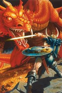 Plakát, Obraz - Dungeons & Dragons - Classic Red Dragon Battle