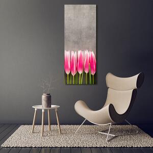 Vertikální Fotoobraz na skle Růžové tulipány osv-102142486