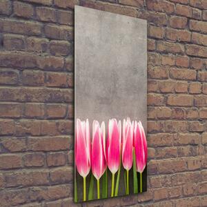 Vertikální Fotoobraz na skle Růžové tulipány osv-102142486