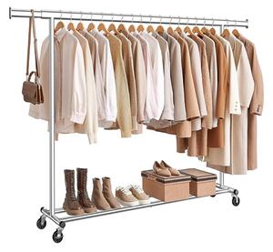 Stojan na oblečení DOLLY na kolečkách, max. 150 kg, 45x160-200x161,5cm, stříbrná SongmicsHome