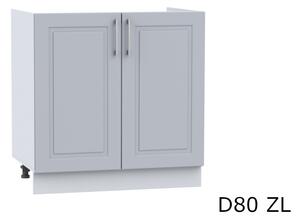 Kuchyňská skříňka dřezová OREIRO D80 ZL, 80x82x44,6, popel/světle šedá