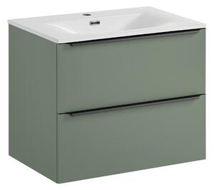 Comad Koupelnová skříňka s nábytkovým umyvadlem Sombra Green 70 rákosově zelená se zásuvkami
