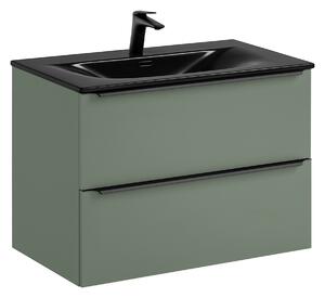 Comad Koupelnová skříňka s nábytkovým umyvadlem Sombra Green 80 rákosově zelená s baterií