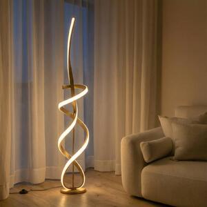 ONLI Stojací lampa Kira LED, výška 140 cm, zlatá barva, kov, 4000K, Mosaz / zlato, Obývací pokoj / jídelna, Hliník, Moderní