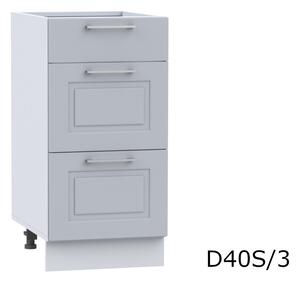 Kuchyňská skříňka dolní šuplíková OREIRO D40S/3, 40x82x44,6, popel/světle šedá
