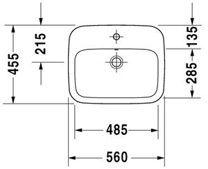 Duravit DuraStyle - Vestavěné umyvadlo, 1 otvor pro armaturu propíchnutý, 56x45,5 cm, bílé 0374560000