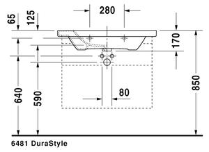 Duravit DuraStyle - Umyvadlo do nábytku, 1 otvor pro armaturu propíchnutý, 80x48 cm, bílé 2320800000