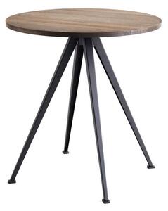 HAY Kavárenský stolek Pyramid Table 21, Ø70 x 74 cm, black powder coated steel / smoked solid oak