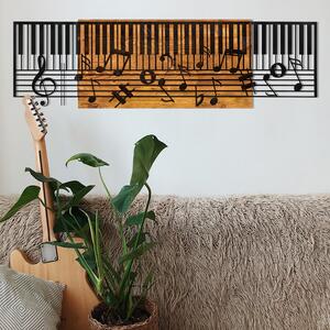 ASIR Nástěnná dekorace dřevo KLÁVESY A NOTY 100 x 30 cm