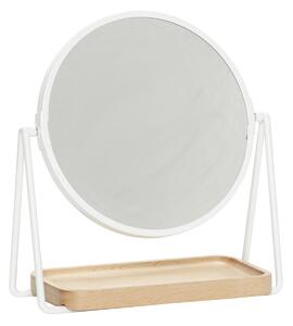 Stolní zrcadlo s dřevěným táckem White
