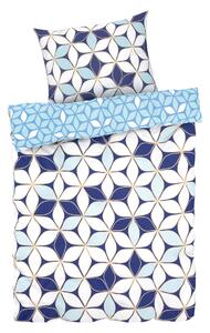 LIVARNO home Saténové ložní povlečení, 140 x 200 cm, 70 x 90 cm (vzor modrá / bílá) (100350849005)