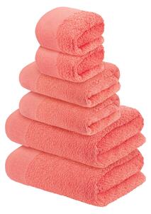 LIVARNO home Sada froté ručníků, 6dílná (korálová) (100351008001)