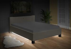 Manželská postel Luna 160x200 cm s LED světlybez matrace, Barva postele: eko bílá, Úložný prostor: bez úložného prostoru