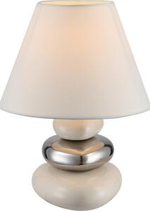 Globo 21686 TRAVIS - Stolní lampička s keramickým podstavcem 1 x E14, 23cm (Stolní lampa s keramickým podstavcem a textilním stínidlem)