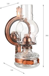 Brilagi - Petrolejová lampa se zrcadlem MERLIN měděná/patina