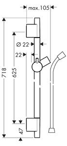 Hansgrohe Unica - Sprchová tyč S Puro 65 cm se sprchovou hadicí, matná černá 28632670