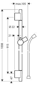 Hansgrohe Unica - Sprchová tyč S Puro 90 cm se sprchovou hadicí, kartáčovaný černý chrom 28631340