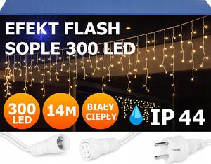 Světelný závěs 15 m rampouchy 300 LED teplá + flash rampouchy 201 - 300 světel