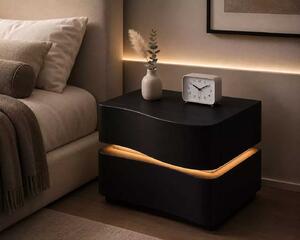 LuxuryForm DESIGN Noční stolek ALVA s LED osvětlením – černý