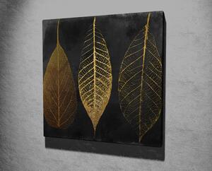 ASIR Obraz na plátně ZLATÉ LISTY NA ČERNÉM POZADÍ 45 x 45 cm