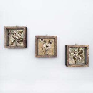 ASIR Obraz na MDF s rámem 3ks KVĚTY 15 x 15 cm
