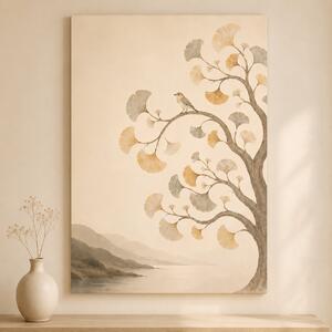 Obraz na plátně - Strom života Ptáček Ginko Biloba FeelHappy.cz Velikost obrazu (šířka x výška): 30 x 40 cm
