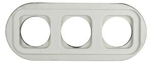 Elhard - Trojitá keramická retro zásuvka domovní s rámečkem SCHUKO 230V bílá