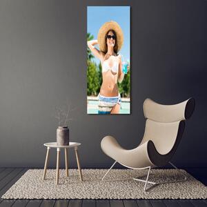 Vertikální Foto obraz na plátně Žena nad bazénem ocv-106630222