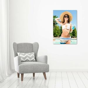 Vertikální Fotoobraz na skle Žena nad bazénem osv-106630222