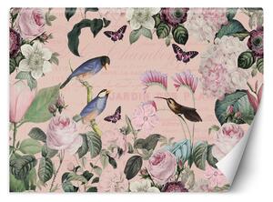 Fototapeta Ptáci v tmavě růžových květech - Andrea Haase Materiál: Vliesová, Rozměry: 200 x 140 cm