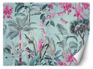 Fototapeta Ptáci mezi modrými a růžovými listy - Andrea Haase Materiál: Vliesová, Rozměry: 200 x 140 cm