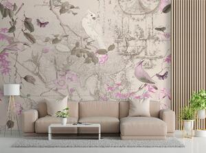Fototapeta Ptáci na růžových větvích - Andrea Haase Materiál: Vliesová, Rozměry: 200 x 140 cm