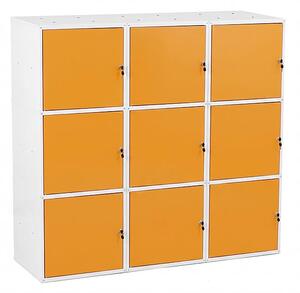 9x Uzamykatelná kovová skříňka Trestles SKM 450x450x450, žlutá dvířka