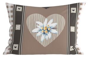 Polybavlněný povlak na polštář HEART RETRO POLY 50x70 cm, hnědý