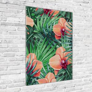 Vertikální Foto obraz skleněný svislý Orchidej a palmy osv-107940636
