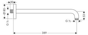 Hansgrohe - Sprchové rameno 389 mm, bílá matná 27413700