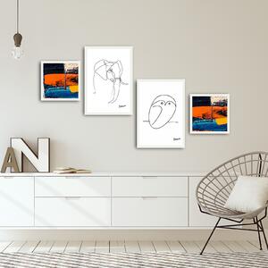ASIR Obraz na MDF s rámem 4ks SLON A SOVA 30 x 30 cm (2) 35 x 50 cm (2)