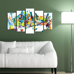 ASIR Obraz na MDF 5ks BAREVNÉ LINIE 20 x 60 (1) 20 x 50 (2) 20 x 40 cm (2)